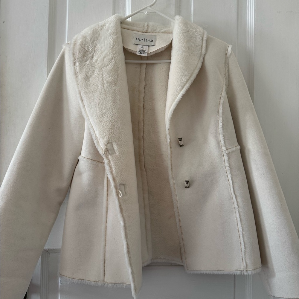 White House black market ivory Faux Shearling Jacket